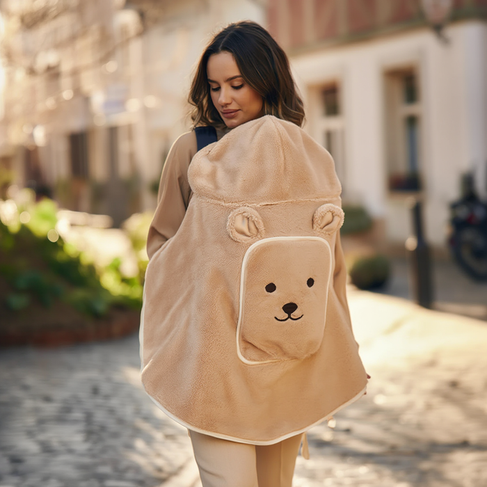 Couverture porte-bébé ours kaki – couverture poussette multifonction pour bébé