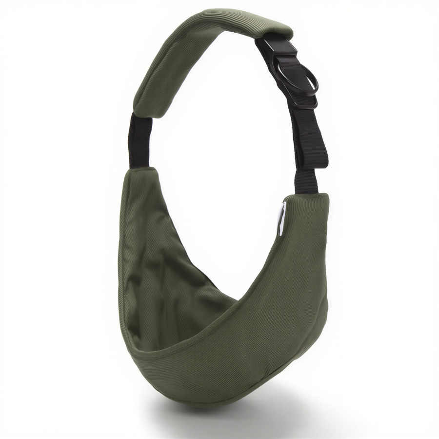 Porte-bébé bandoulière vert pois ergonomique – portage ventral, latéral et horizontal pour bébé
